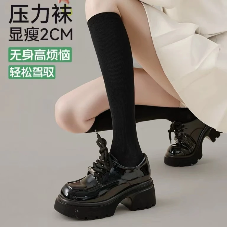 AC65058  女款小腿袜 压力袜 长筒高筒休闲透气袜子ins风WG