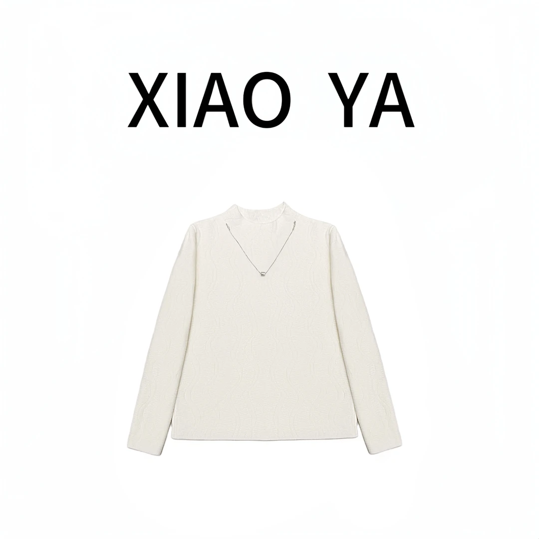 6129冬季新款简约时尚一体绒小蛮腰项链款百搭针织打底衫