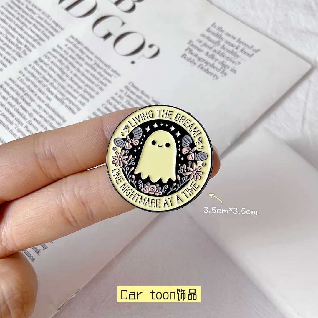 合金胸针 可爱卡通幽灵蝴蝶花朵圆形胸针趣味呆萌万圣节系列配饰