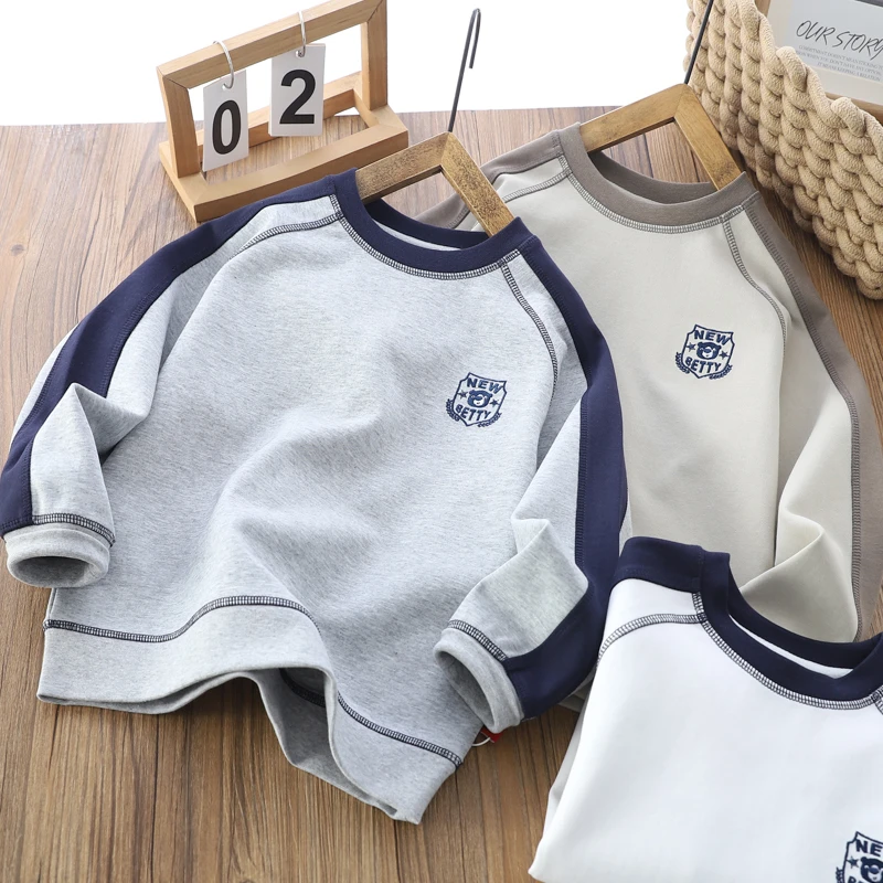 男童卫衣春款新款 春秋中大童休闲上衣儿童装纯棉拼接运动百搭