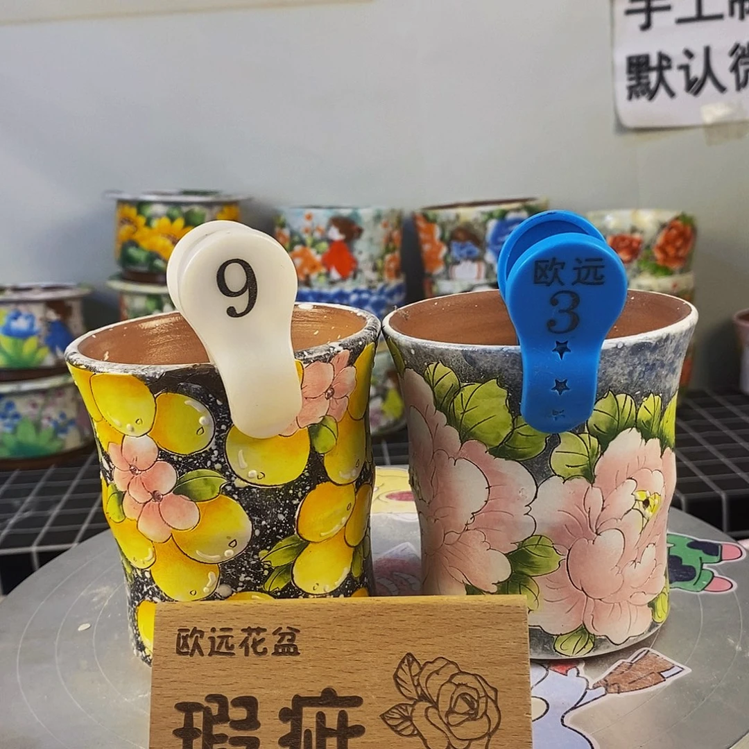紫砂花盆红陶手绘花盆
