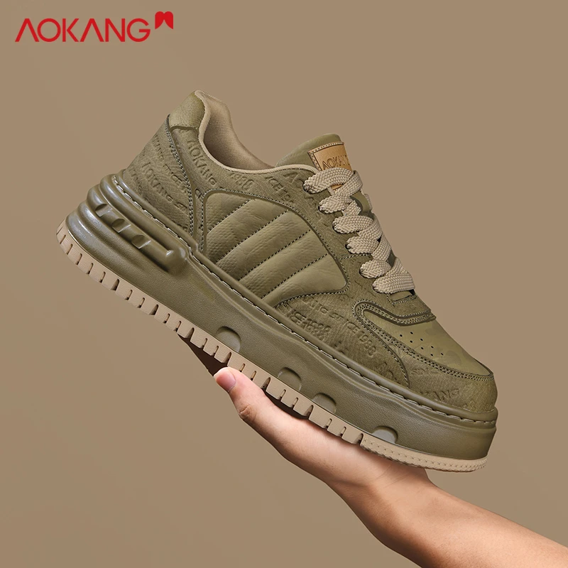 Aokang/奥康2025冬季官方正品户外增高时尚防滑休闲板鞋保暖男鞋