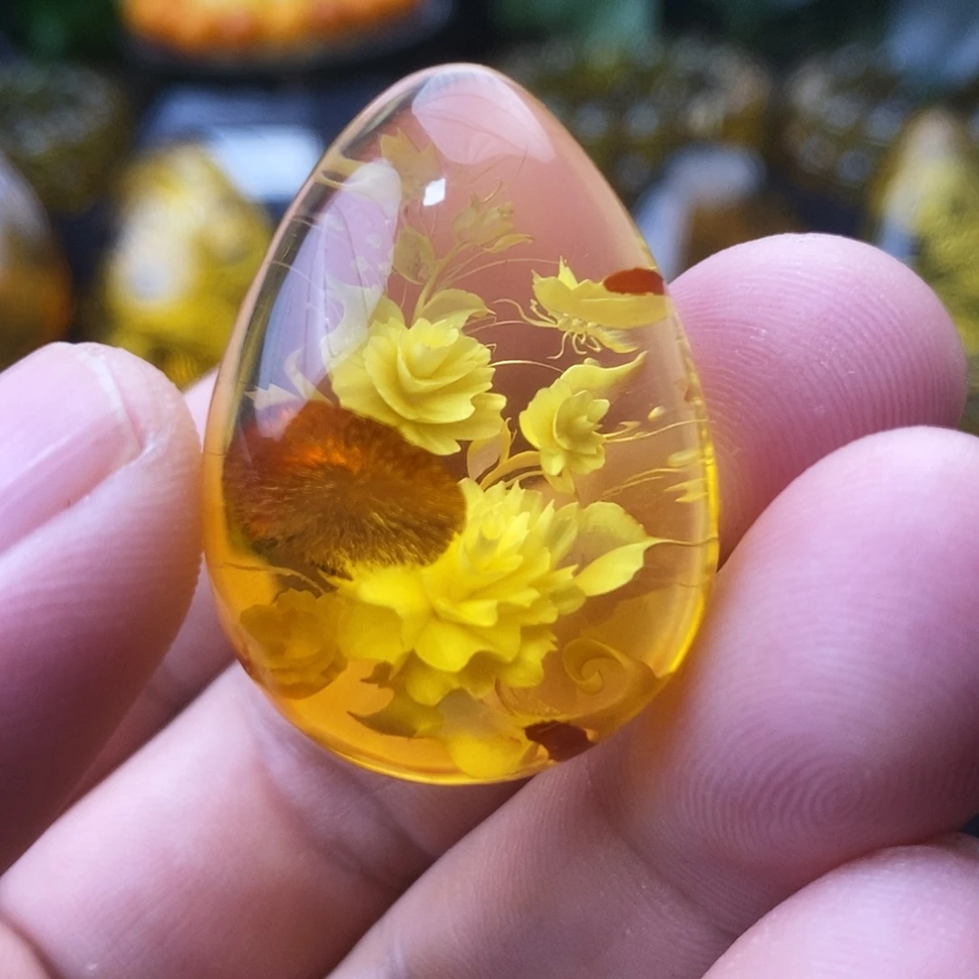 琥珀（花珀）未镶嵌吊坠(不含链)