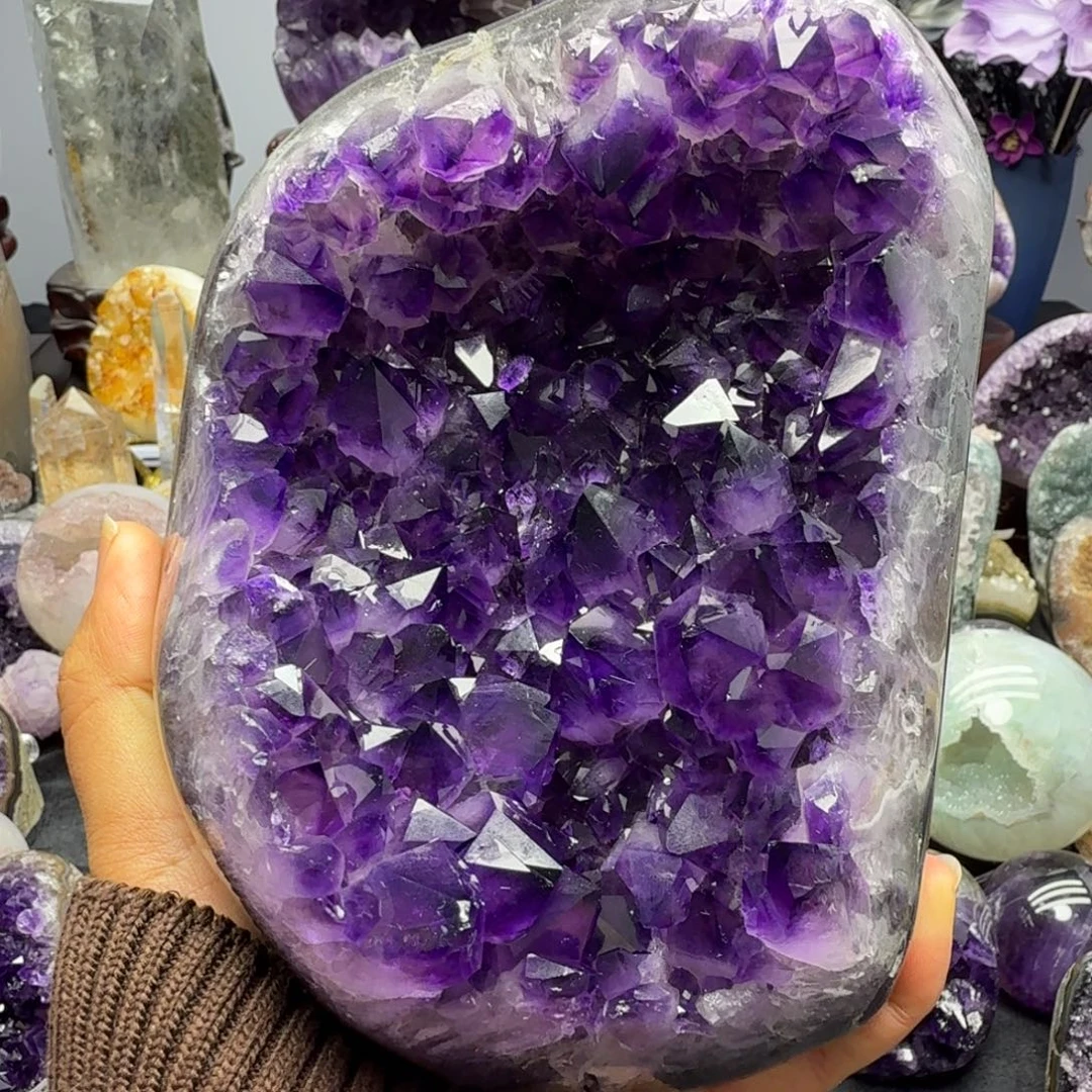 紫晶未镶嵌摆件乌拉圭妖紫大牙