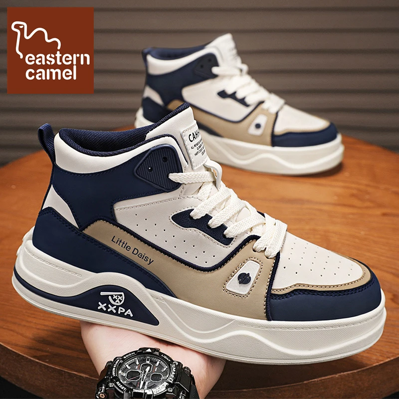 东方骆驼2025秋冬新款运动高帮板鞋百搭潮流男款休闲厚底增高男鞋