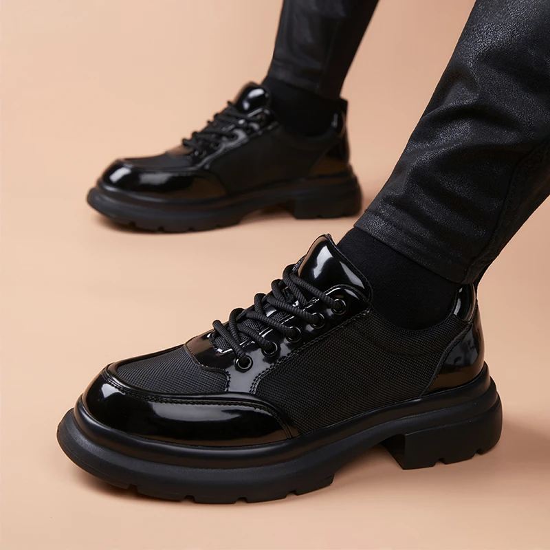 厚底透气英伦增高休闲皮鞋男士德比鞋百搭正装英伦风潮流时尚男鞋