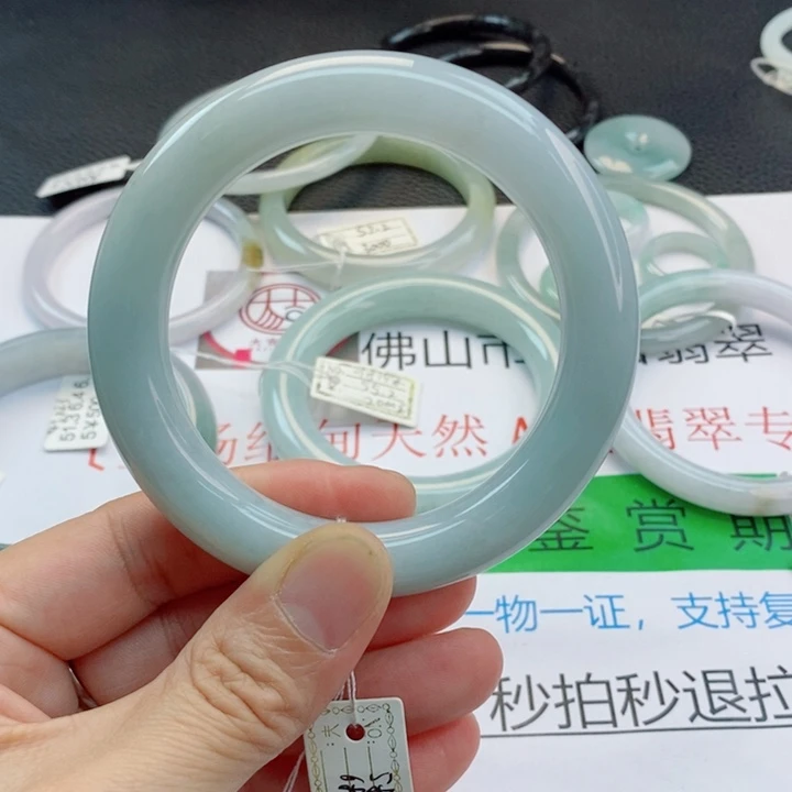翡翠未镶嵌手镯胖圆条手镯57-59圈口