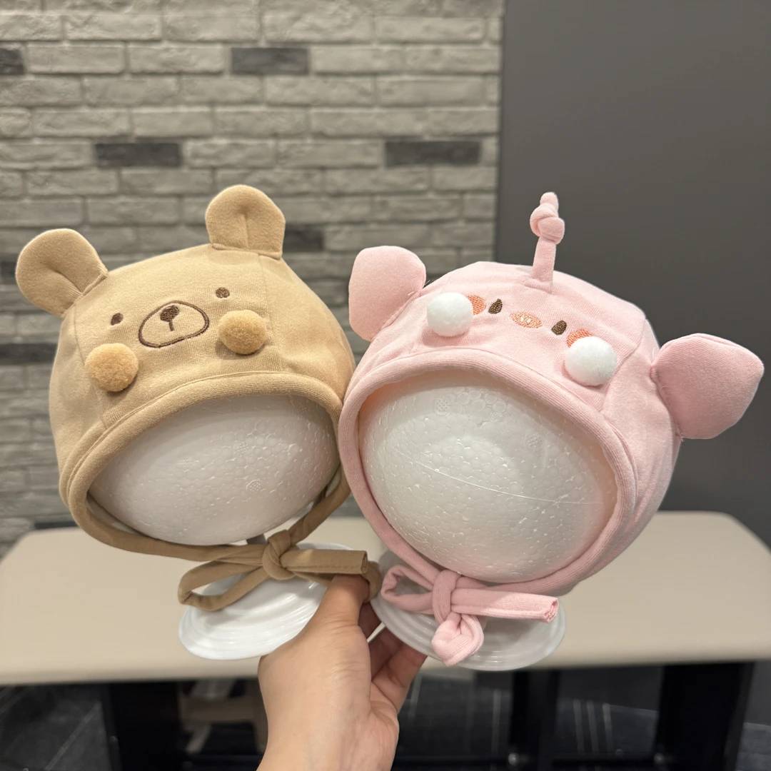 MIDIXIN/米迪昕新生儿系带胎帽婴幼儿宝宝护耳帽可爱护囱门包头帽