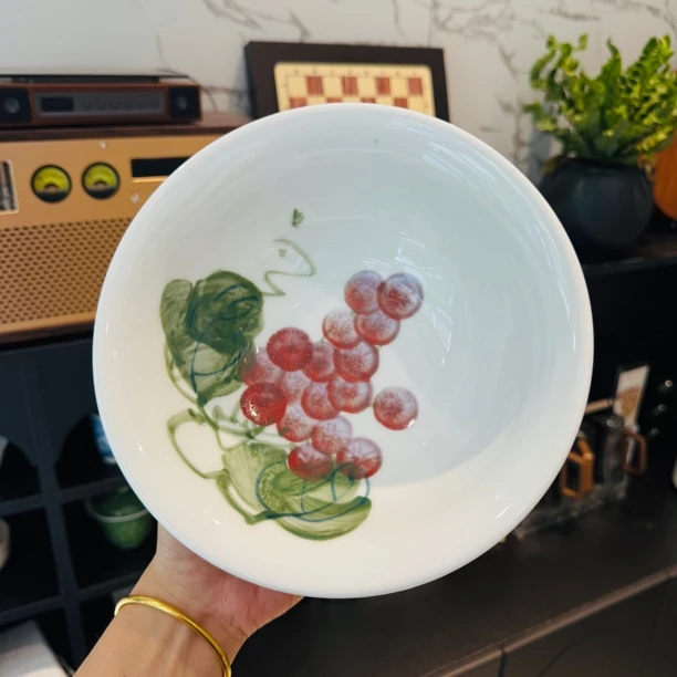 【汤碗】紫葡萄·高温手工手绘 13021