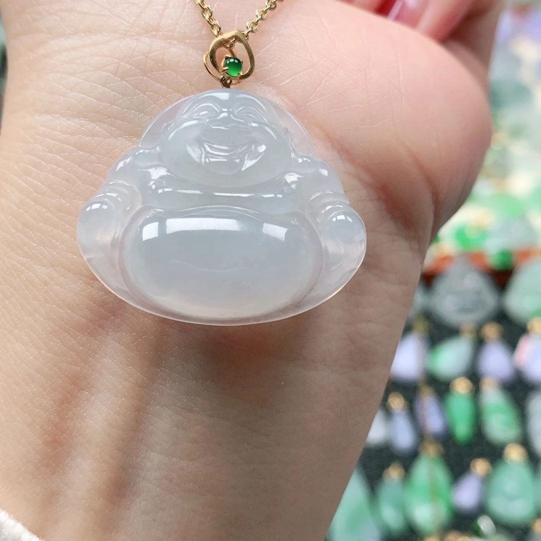 吊坠(不含链)18K金镶嵌翡翠