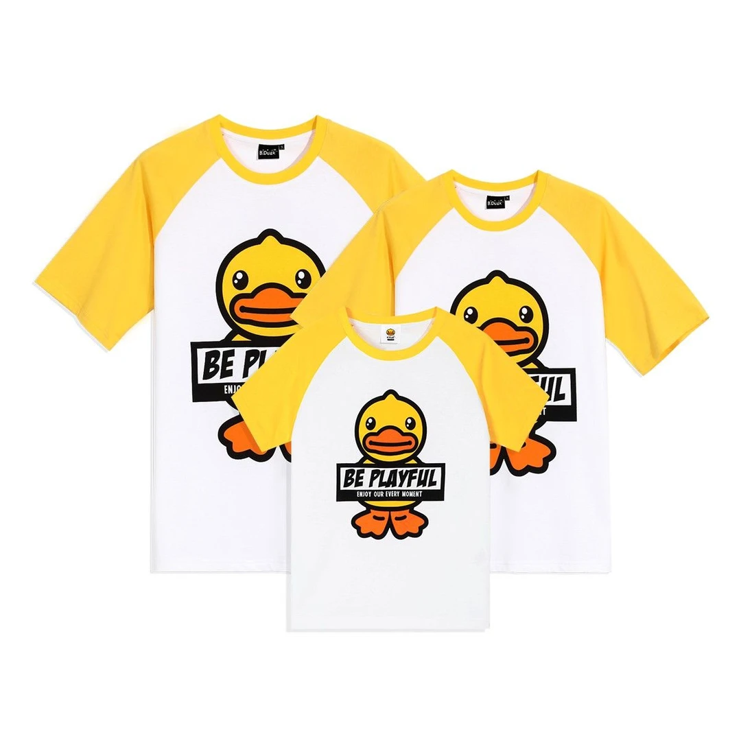 B.Duck小黄鸭亲子装短袖T恤夏季男女童潮趣拼色上衣 BF2201952