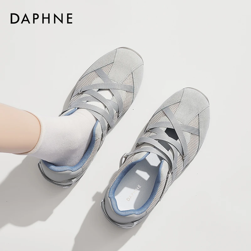 达芙妮芭蕾德训鞋女2025新款夏季网面透气休闲软底玛丽珍鞋多巴胺