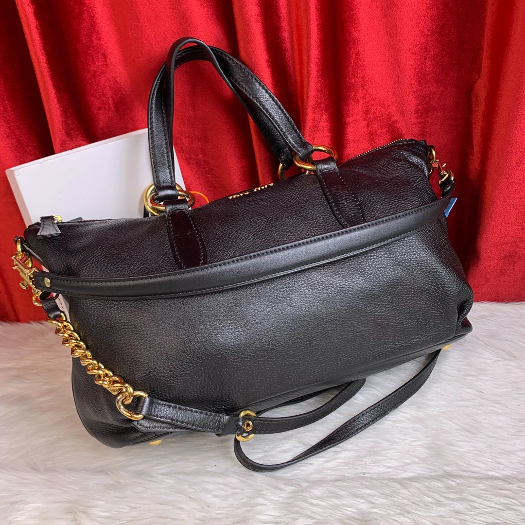 95新 MIU MIU/缪缪 黑金机车包/MS09904042/4042/护