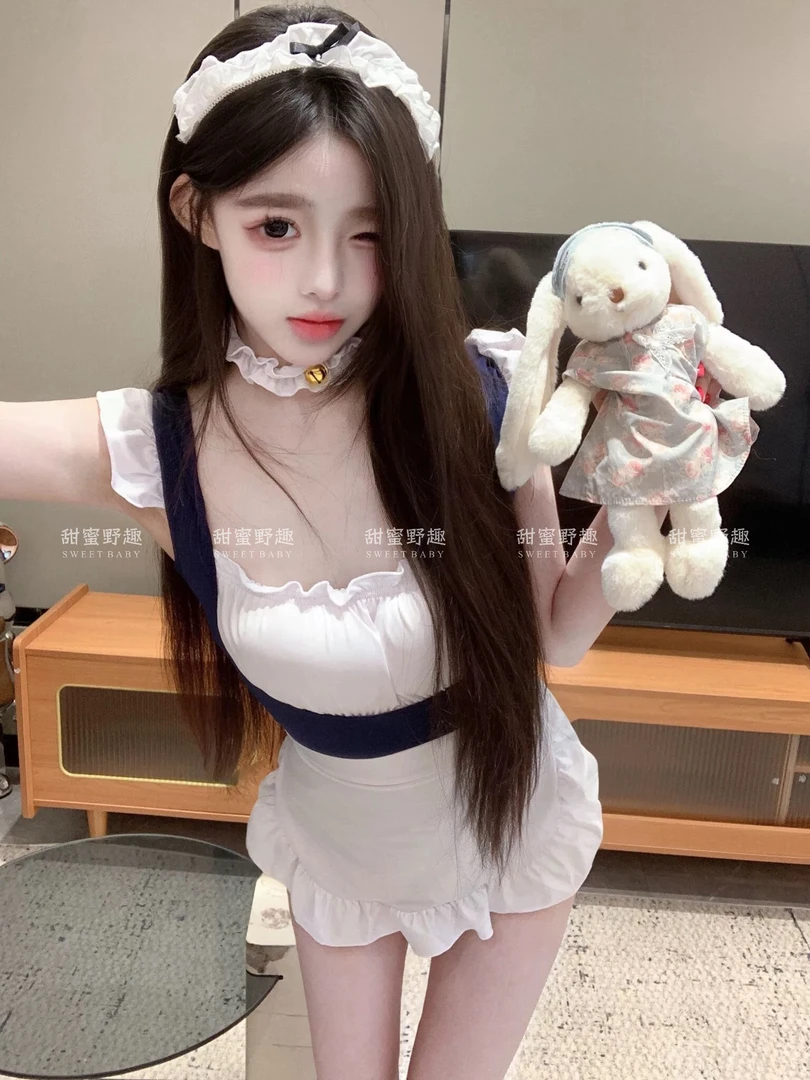 甜蜜野趣 no退no换】甜美可爱女仆纯欲开开连体衣带胸垫睡裙qqny