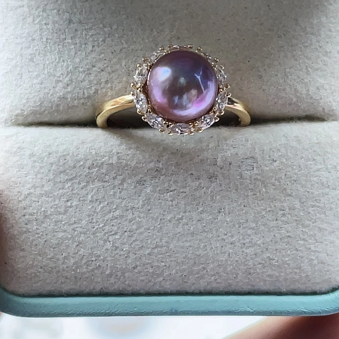 银S925镶嵌戒指淡水珍珠