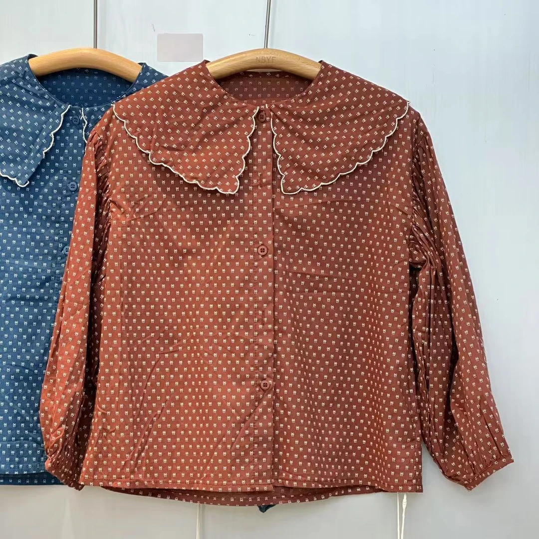 不腻【花涧】春夏季女童长袖娃娃衫衬衫YH231617