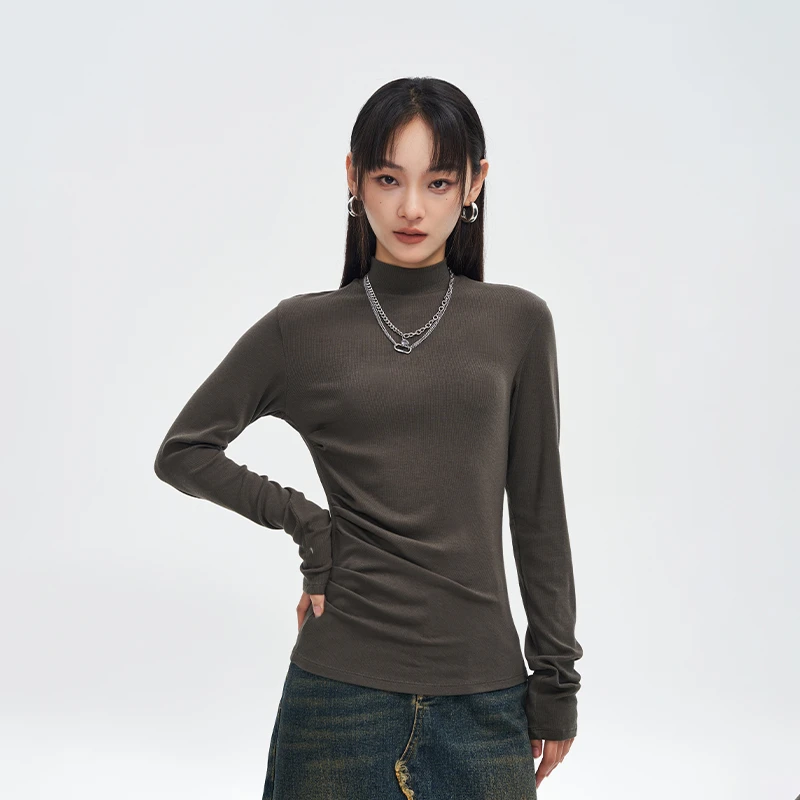 【商场专属】SCS冬季保暖柔软潮流上衣纯色百搭长袖T恤BC34T06069