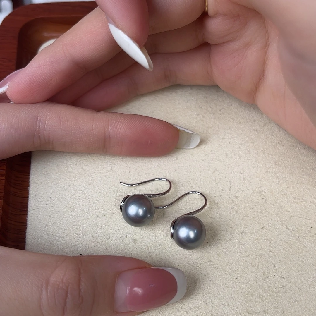 银S925镶嵌耳饰海水珍珠