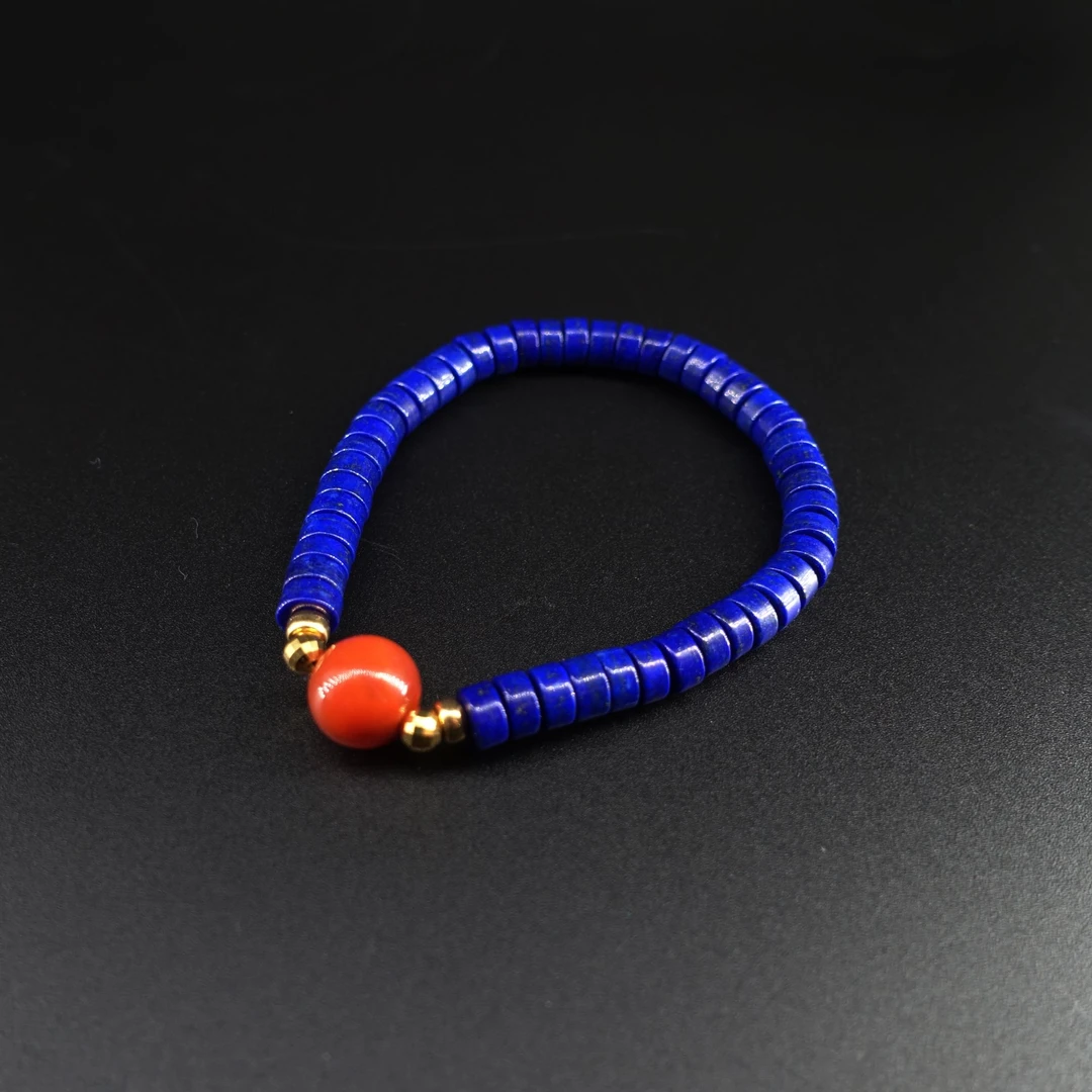JUSTARRY【1201】18k金天然青金石药片南红手串复古百搭时尚