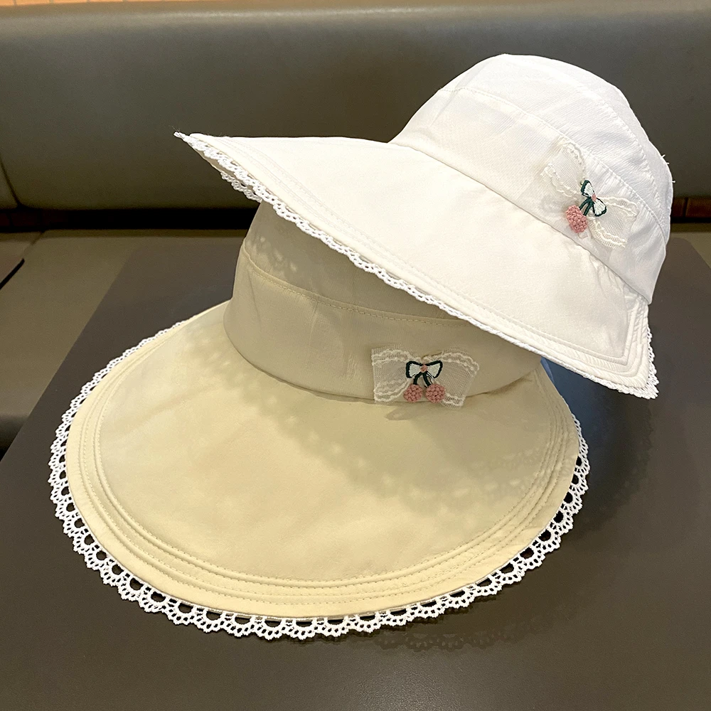 儿童帽子女孩夏季时尚唯美防紫外线空顶渔夫帽宝宝遮阳防晒太阳帽