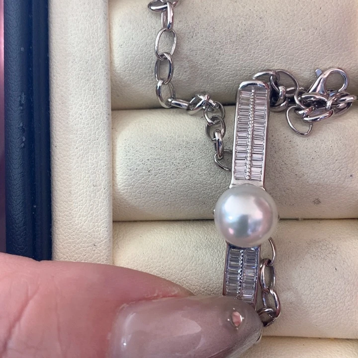 银S925镶嵌手绳海水珍珠