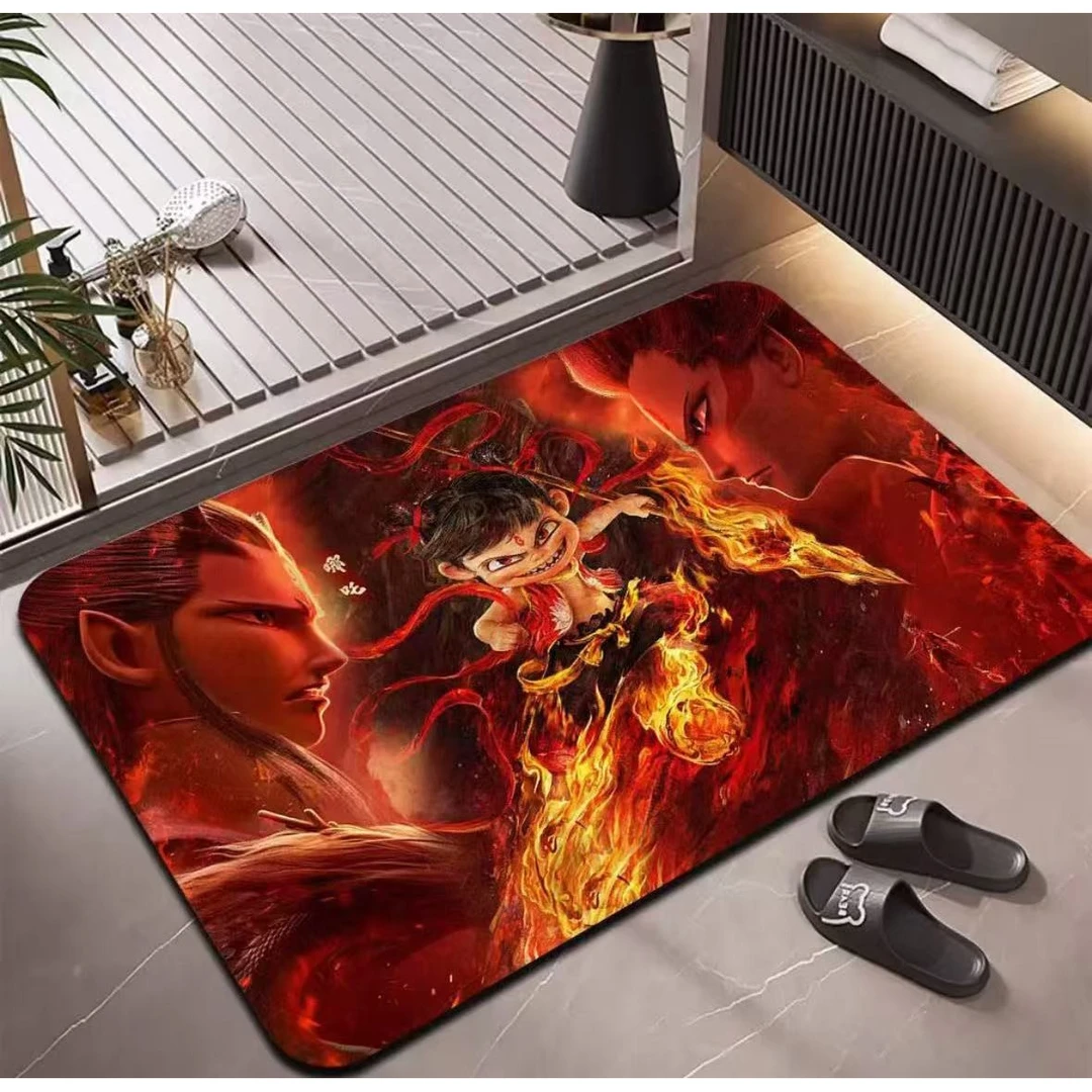 卡通哪吒浴室地垫防滑吸水耐脏易打理硅藻泥脚垫卫生间入户防滑