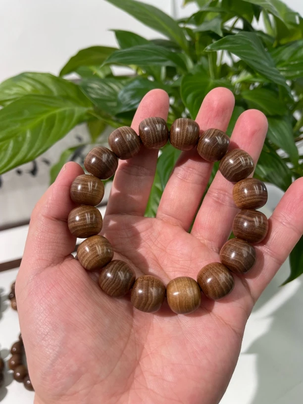 墨语系列 爆满虎皮13/14mm/16颗 横纹黑肉 印度老山檀香 迈索尔