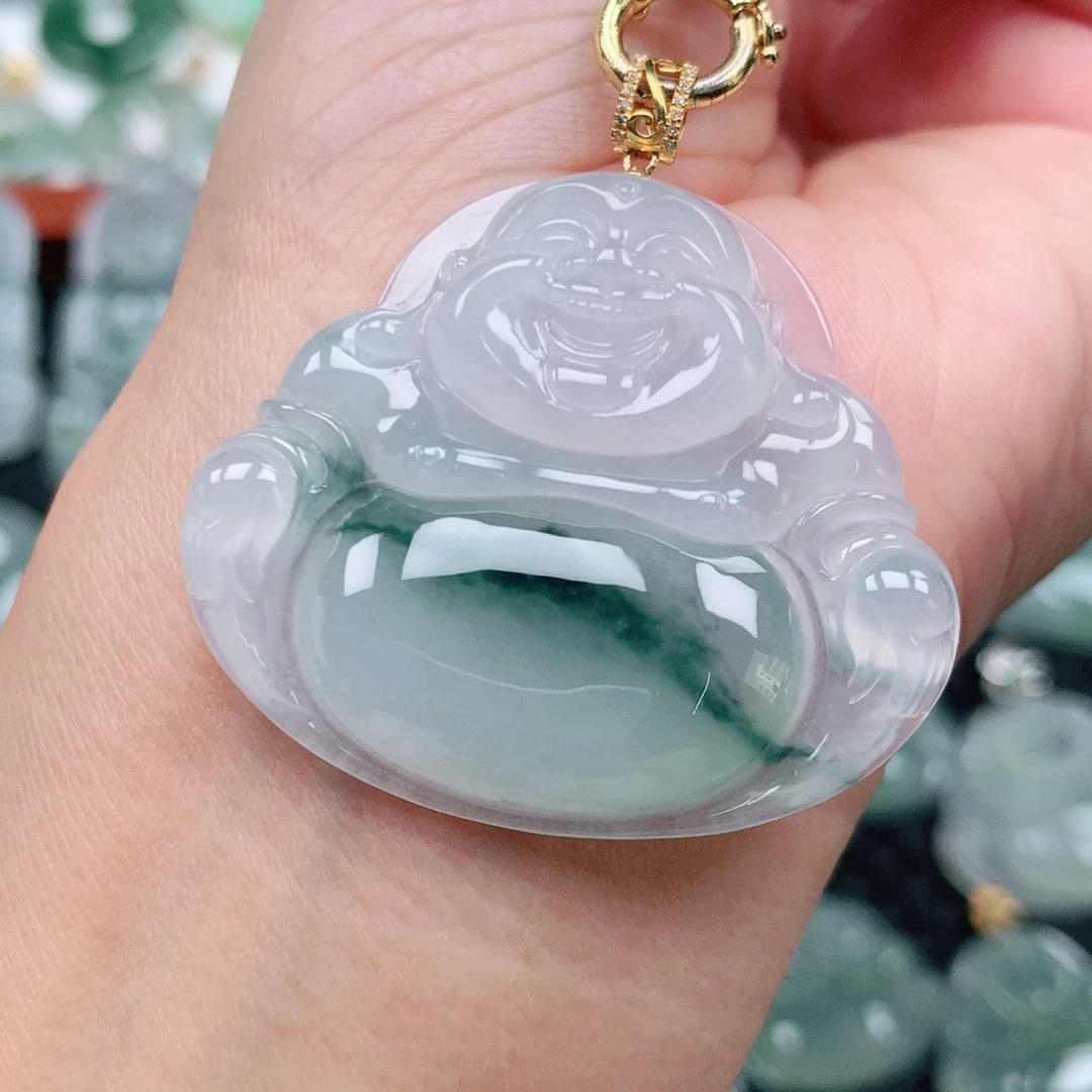 翡翠吊坠(不含链)18K金镶嵌