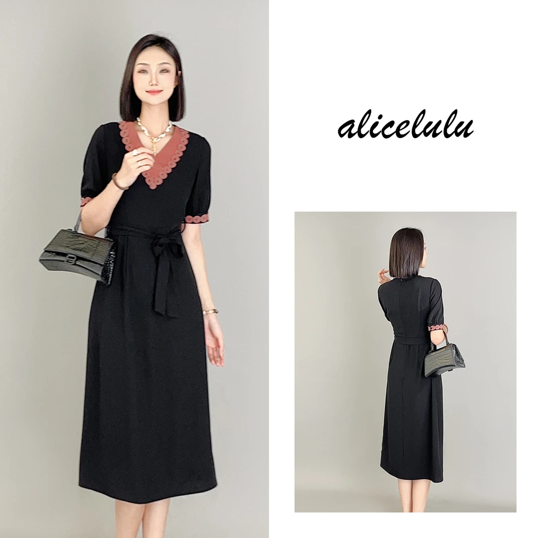 6 ALICE“甜而不腻”连衣裙优雅蕾丝时髦撞色S1034093J