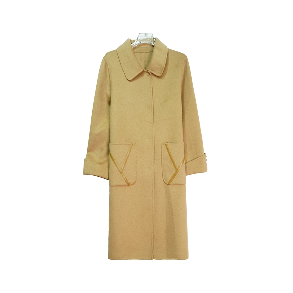 E6106【新款】简约设计感暗扣大口袋长款外套