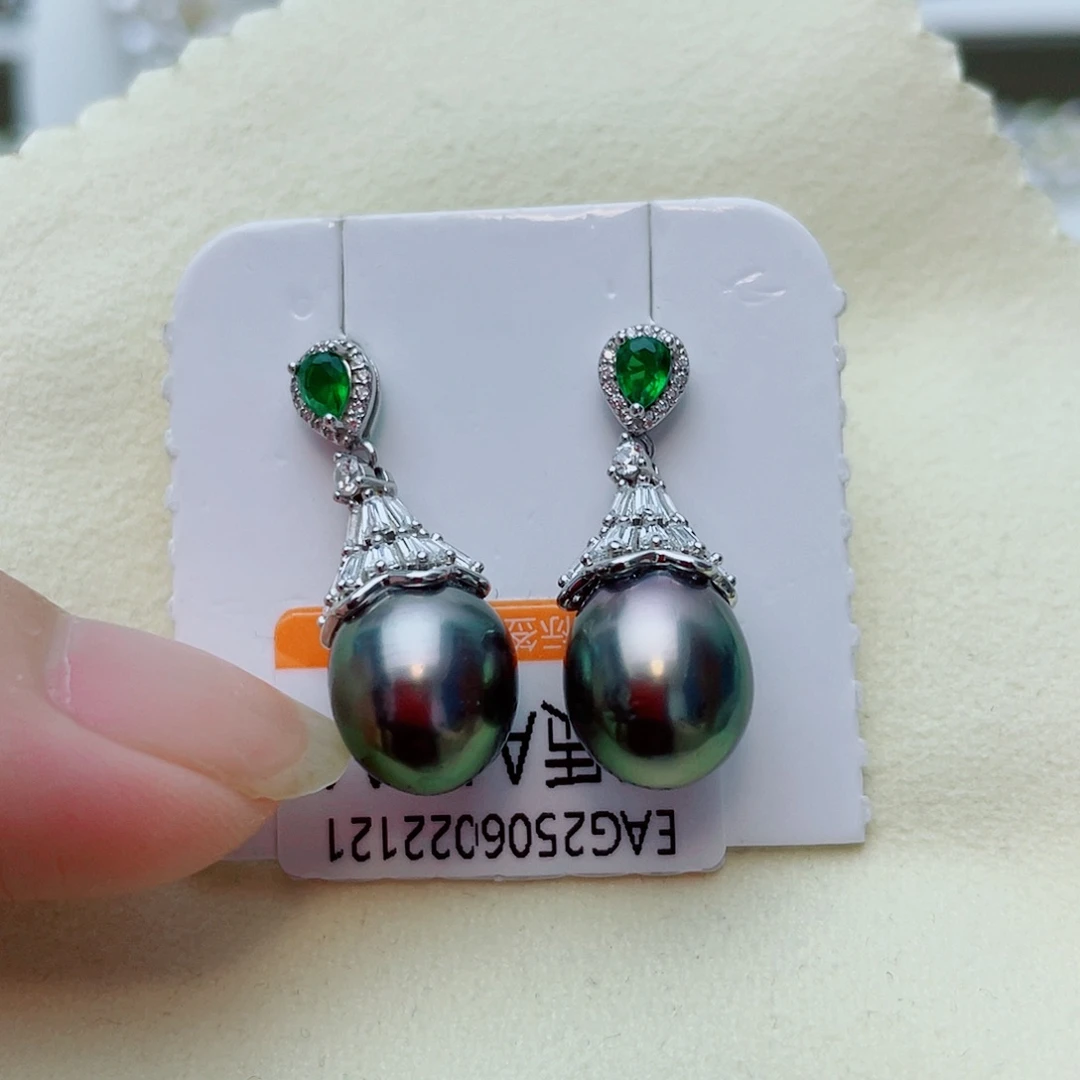 银S925镶嵌海水珍珠耳饰w36