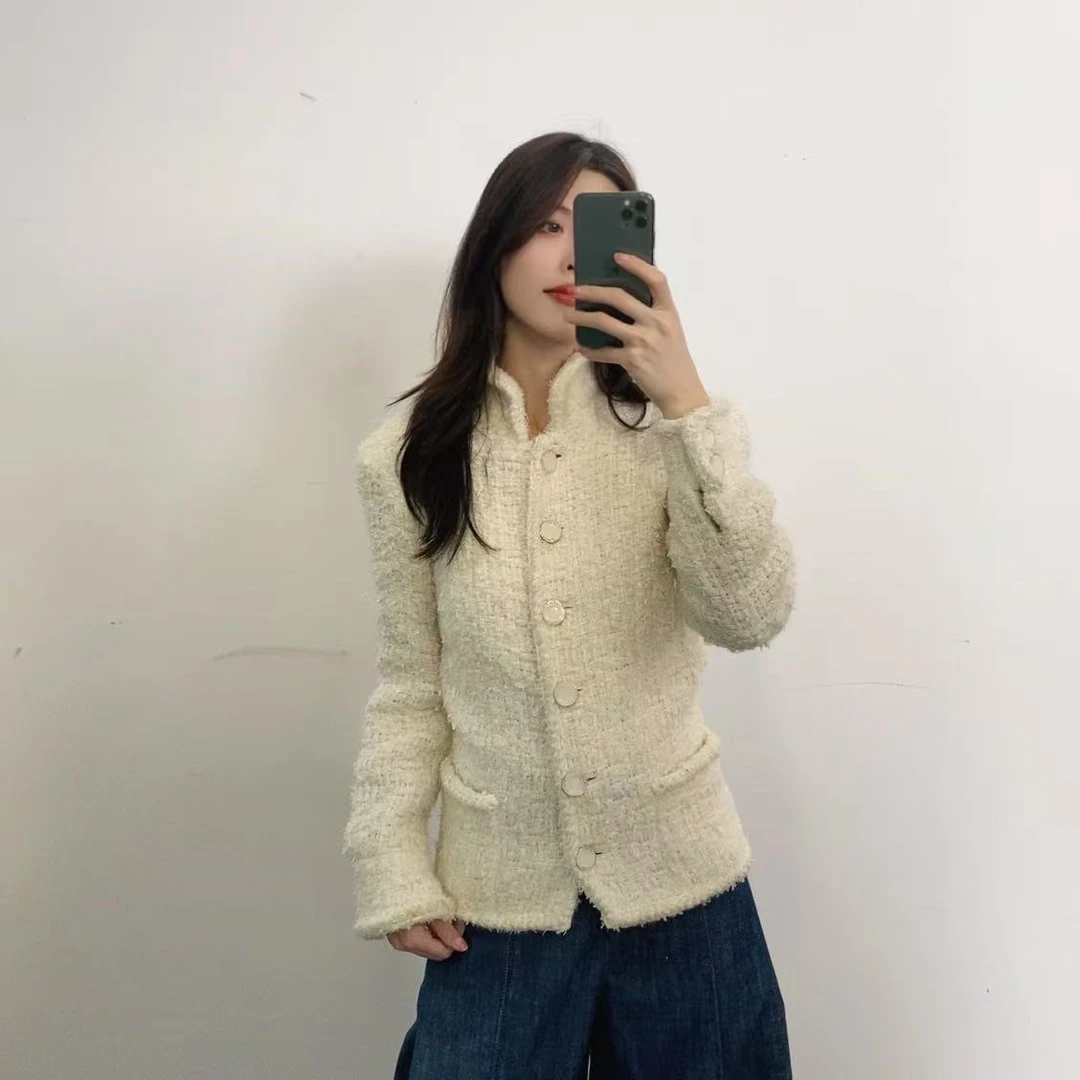 95新 Chanel/香奈儿 麦殿/立领外套34码白色/250226ZMPHR10