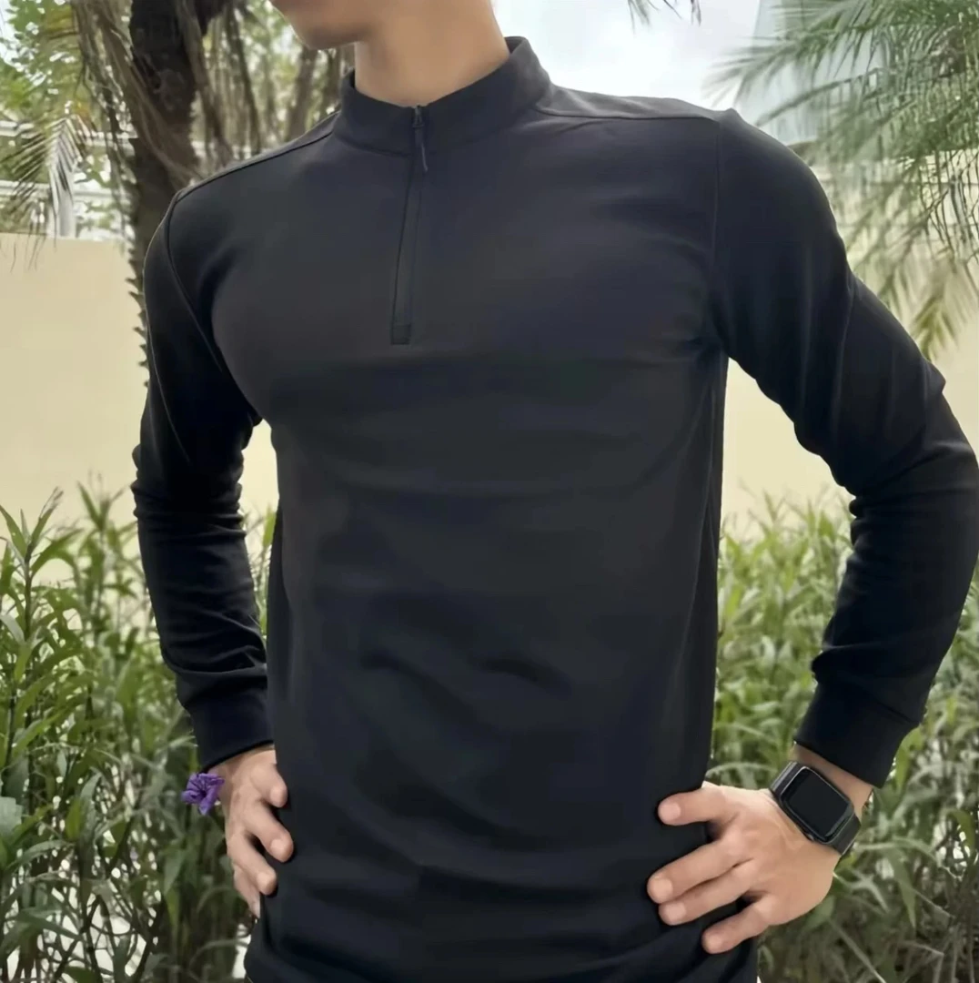 （凯）长袖运动休闲立领男运动T恤户外休闲上衣半高领