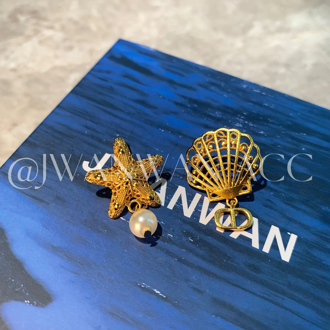 铜合金锆石耳饰 塞纳海星.AB款设计师金鼻海星耳环