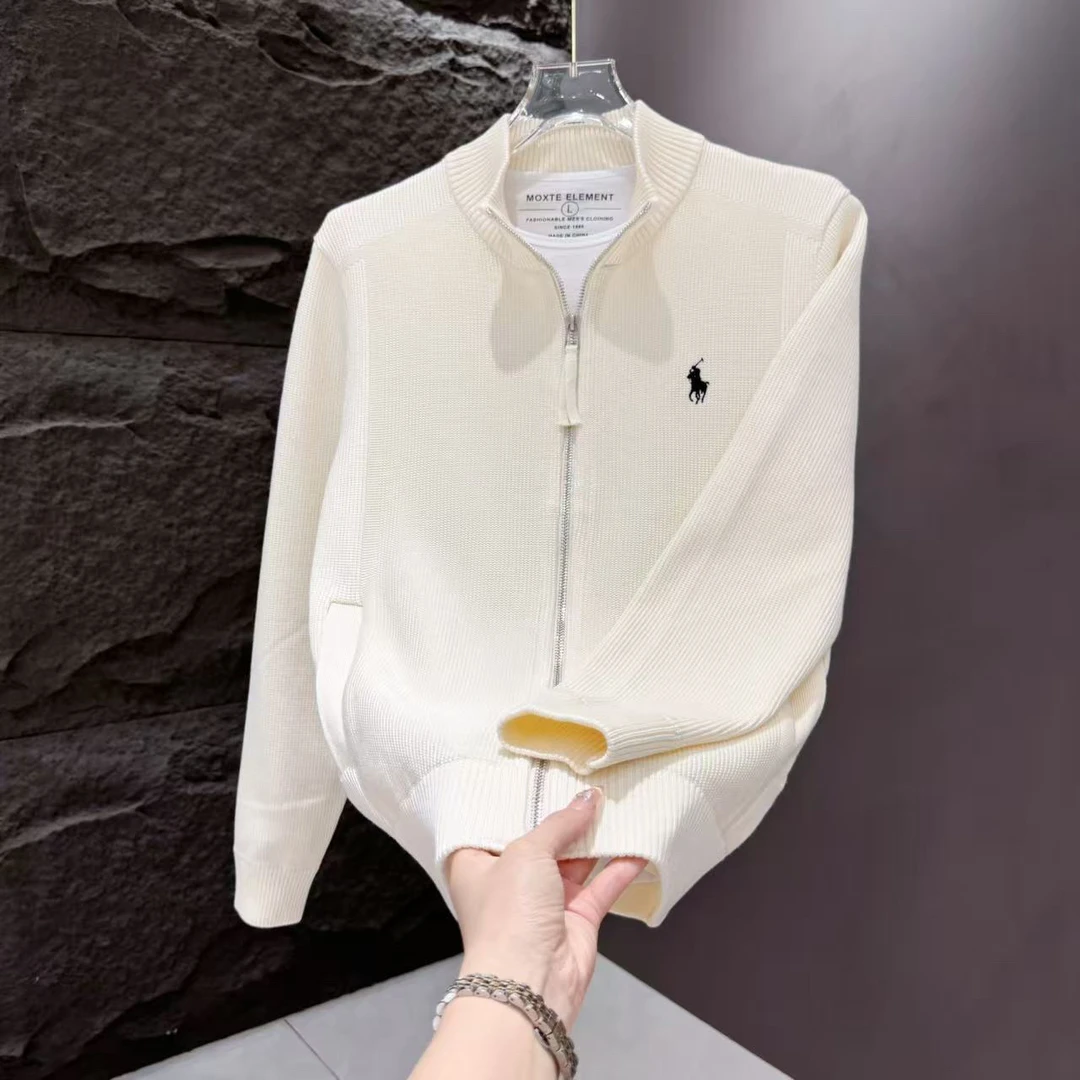 新款男士立领百搭时尚休闲简约针织开衫外套603