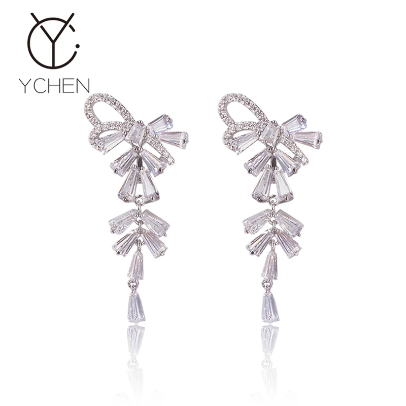 铜合金耳饰 无耳洞灵动流苏蝴蝶结耳夹教师节耳钉法式