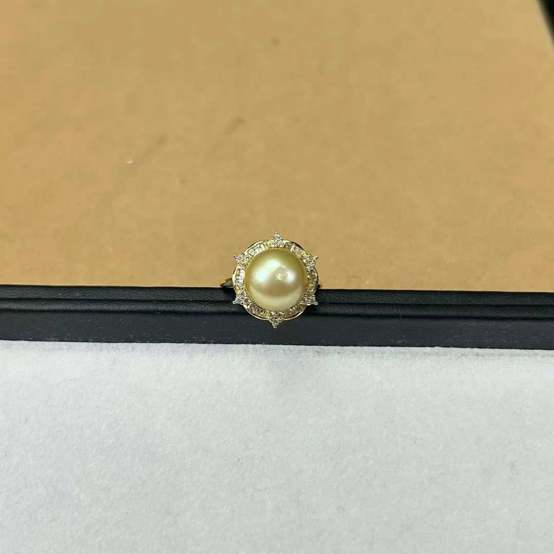 【睿泽鉴宝】【缺货】S925银海水珍珠南洋金珠戒指 12mm+ V0125