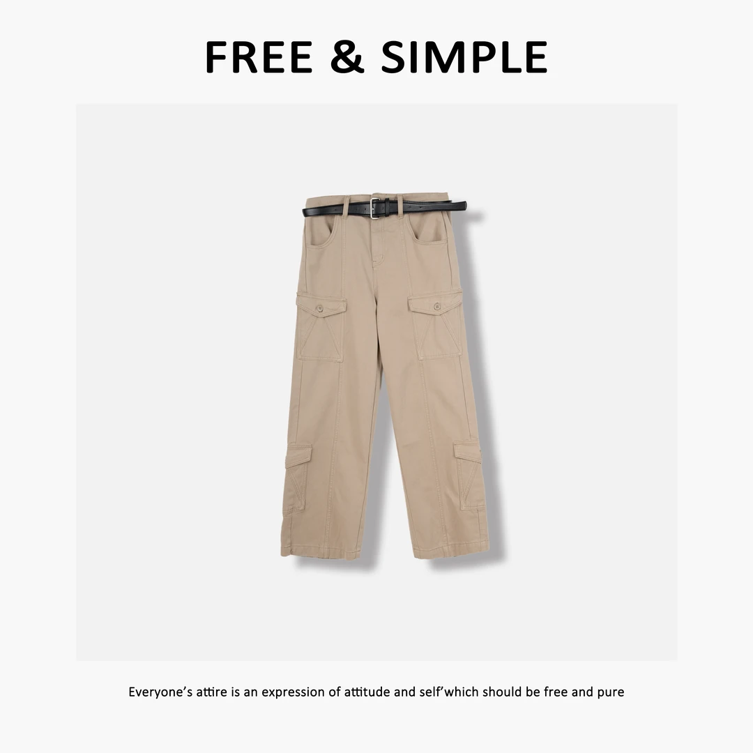 Free&Simple-'一颗粟子‘早秋款街头工装风多口袋牛仔裤-ZS6012