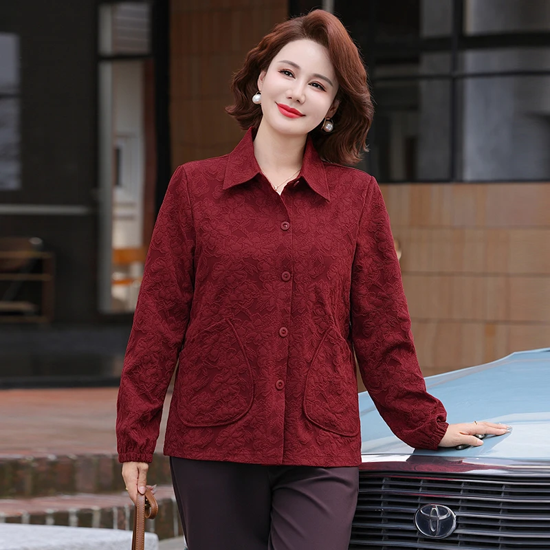 新款妈妈秋装衬衫洋气50岁岁中年妇女外套薄款中老年女春秋长袖衬