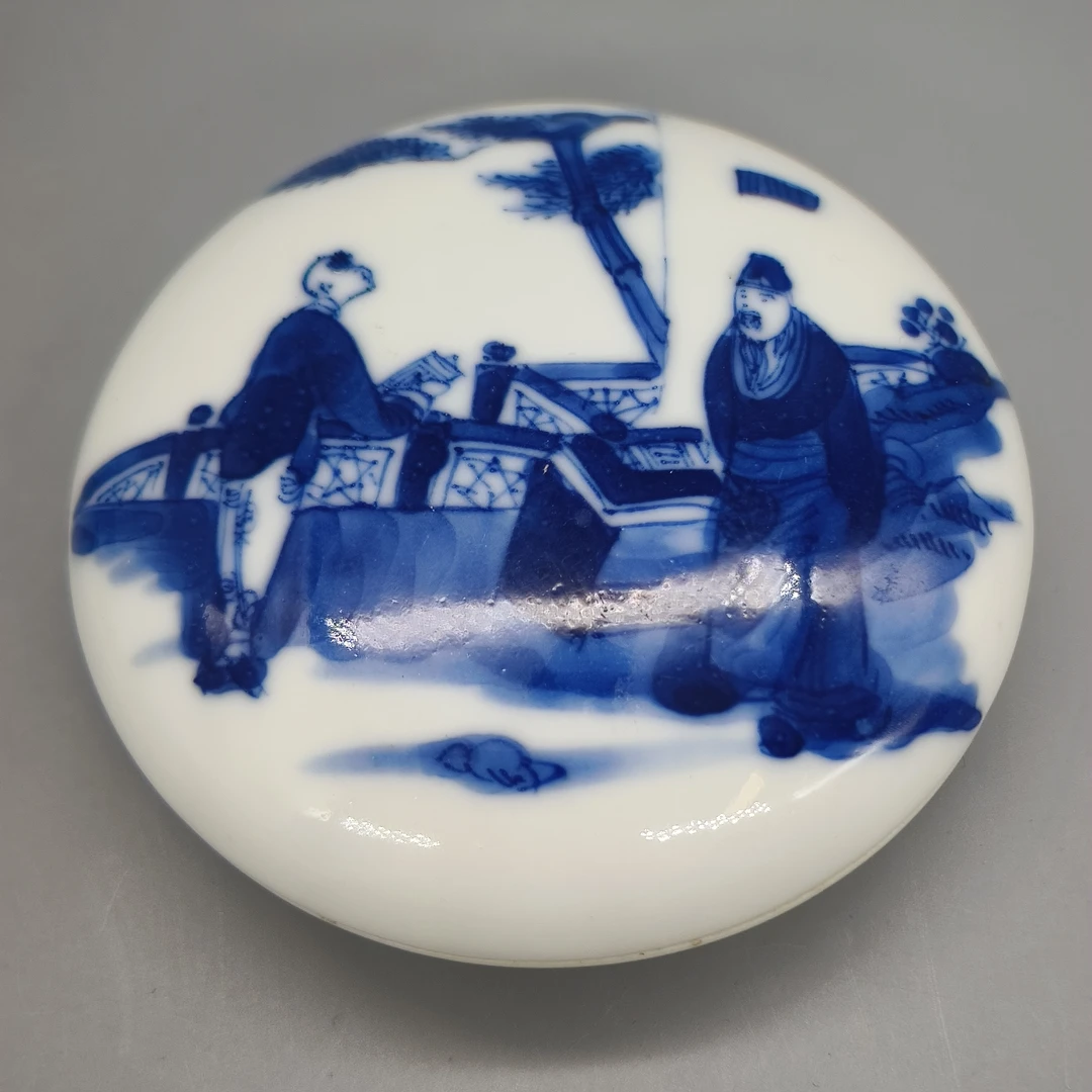 32501067*清光绪青花人物故事印泥盒/瓷器三/江苏省文物总店