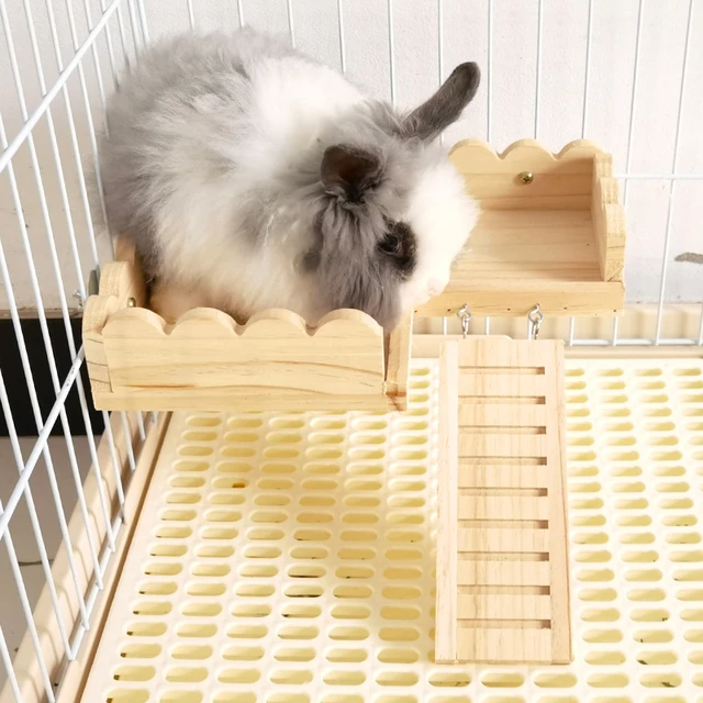爬梯带解闷兔子平台猫玩具围栏笼实木仓鼠站台龙笼子跳台梯子基础