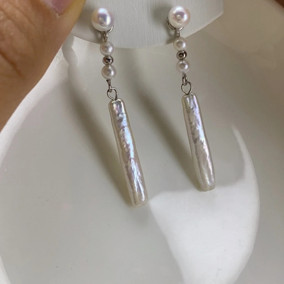 耳饰淡水珍珠银S925镶嵌