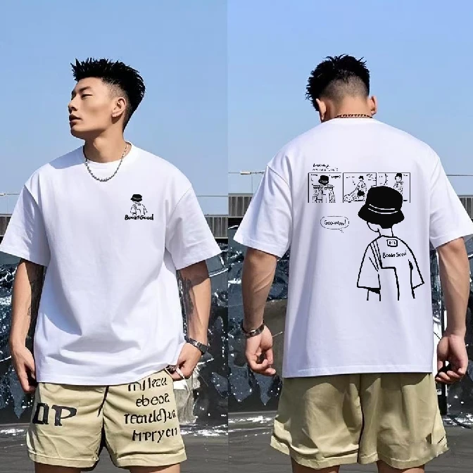 HUIHUANGPAUL/辉煌保罗重磅油墨印染T恤高克重赛络纺面料油墨小孩