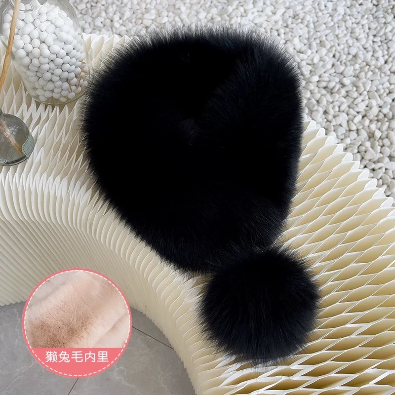 狐狸毛獭兔毛双面毛雪球围脖围巾韩版真皮毛毛领皮草磁吸扣保暖