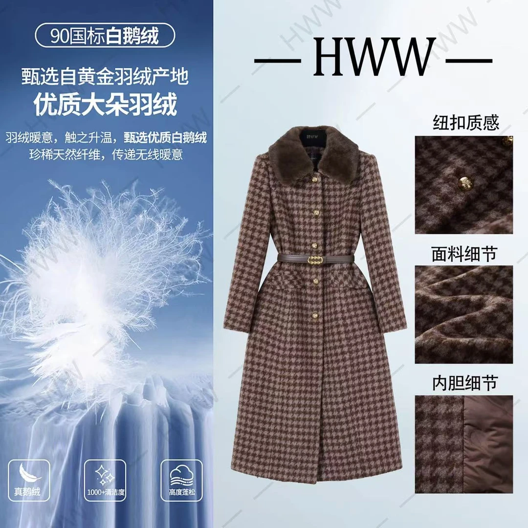 HWW绵羊毛鹅绒服（袖子已加绒）英伦时尚气质鹅绒服DHZZR407975