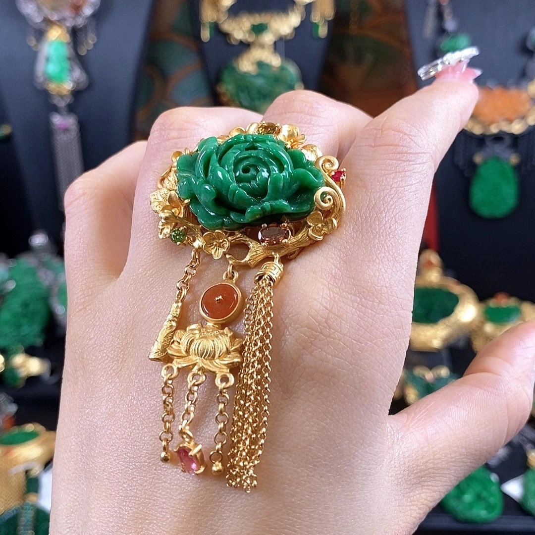 翡翠银S925镶嵌戒指戒指