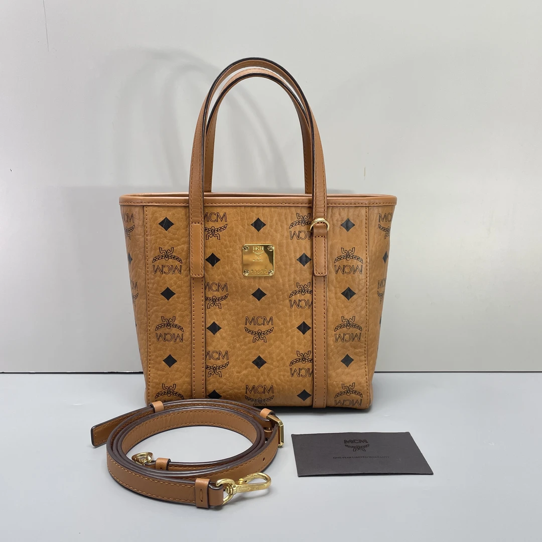 95新 MCM 媚姐/mcm干邑色小号菜篮子19*19*9cmG071602