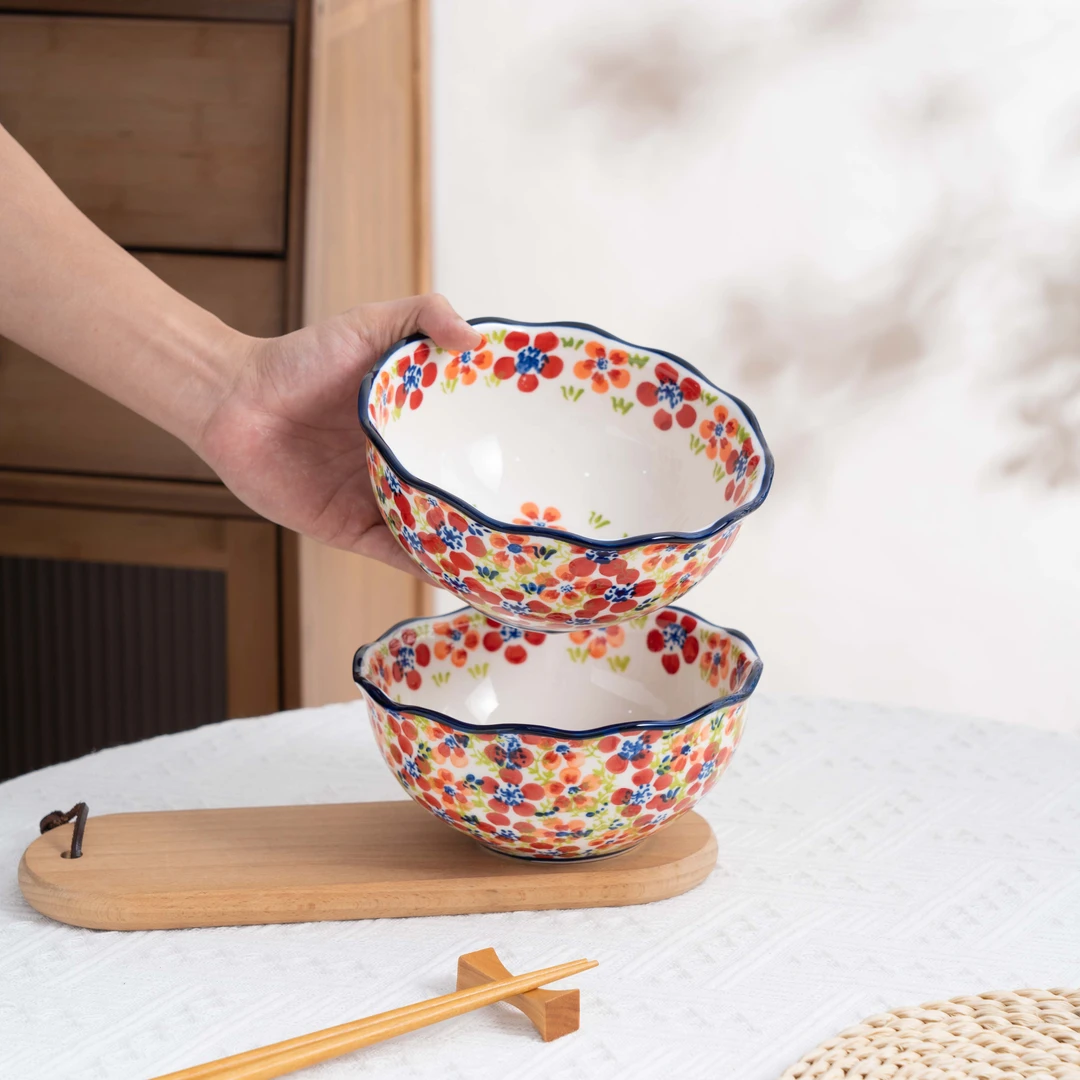 【美森专属】（两个装）手绘碧丝粉黛-6.25英寸花边碗