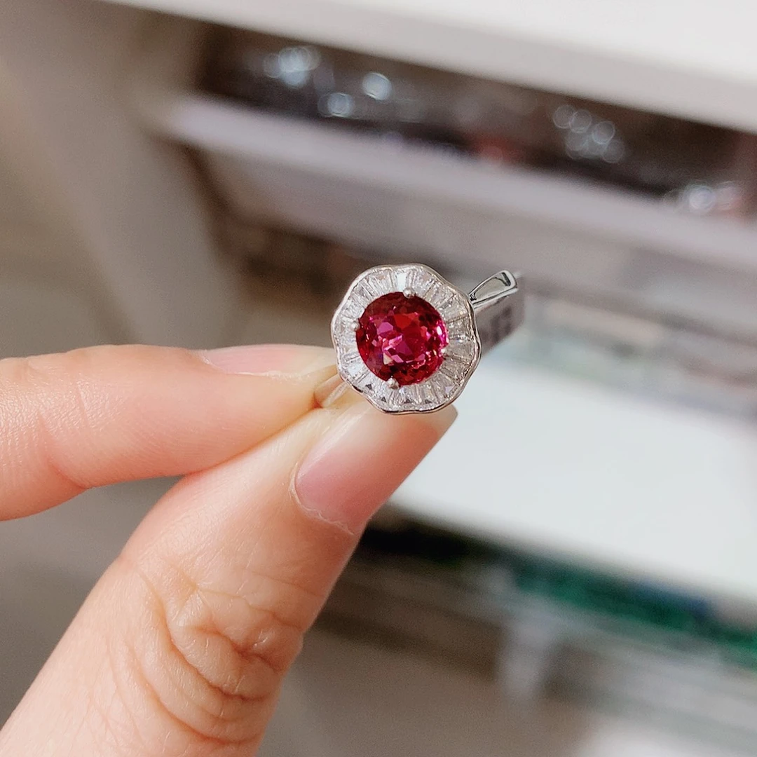 银S925镶嵌戒指碧玺