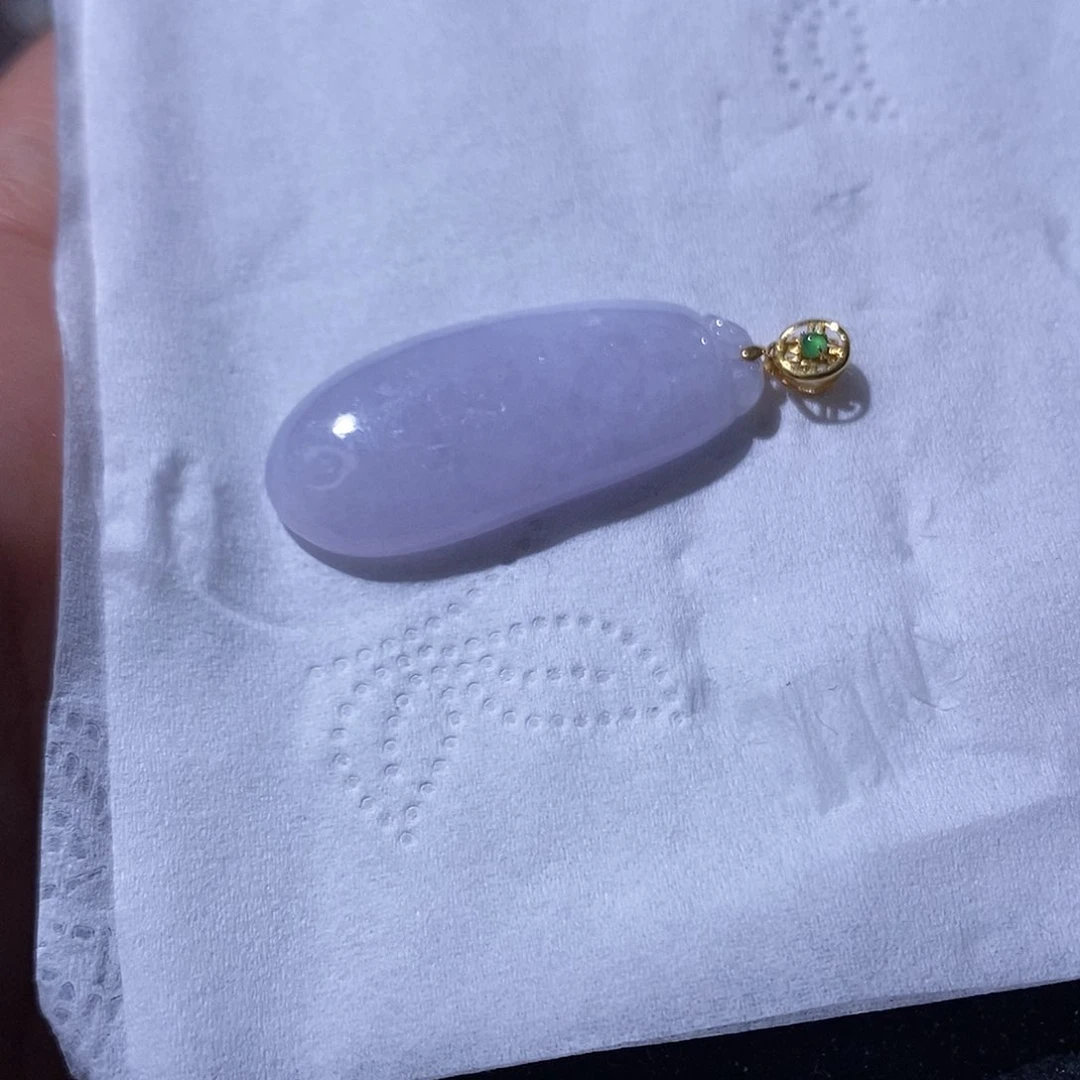 翡翠吊坠(不含链)18K金镶嵌